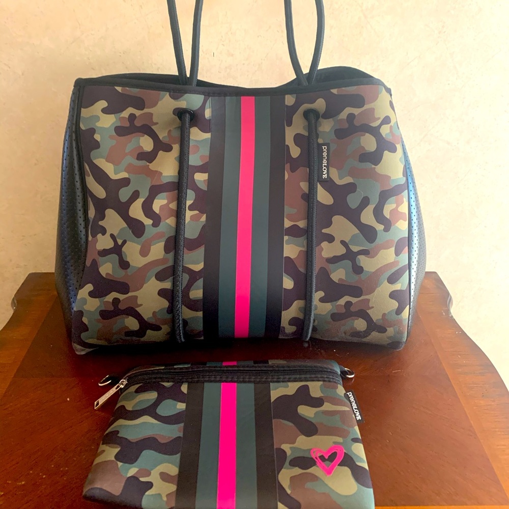 Prenelove Neoprene Tote Camo with Zipper Pouch